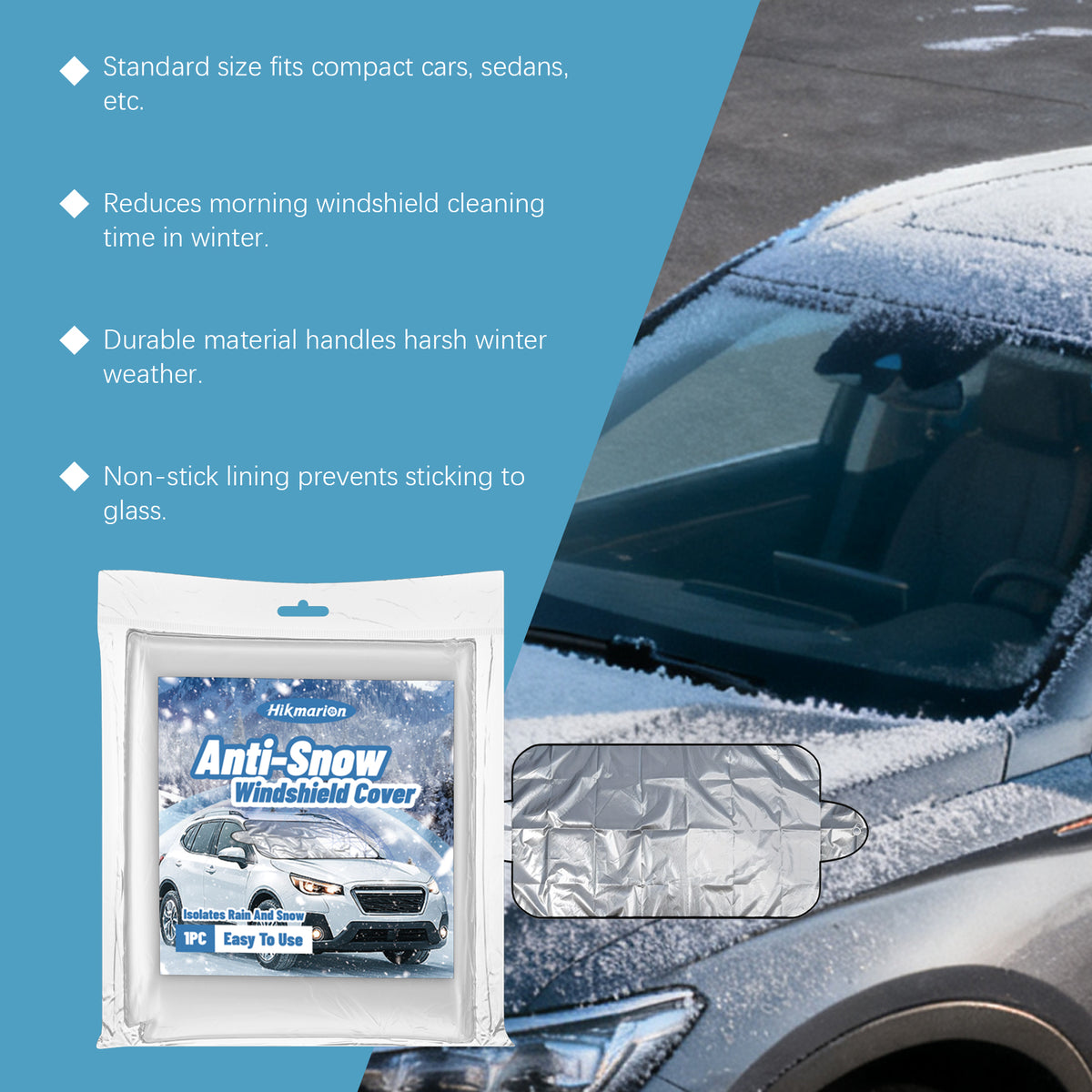Car Snow Cover Windshield Frost Ice Sun Shade With Mirror Covers Winter Protector - Image 2