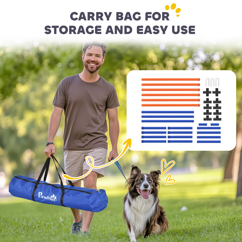 Dog Agility Training Equipment Adjustable Poles for Dog Agility Course with Carry Bag - Image 2