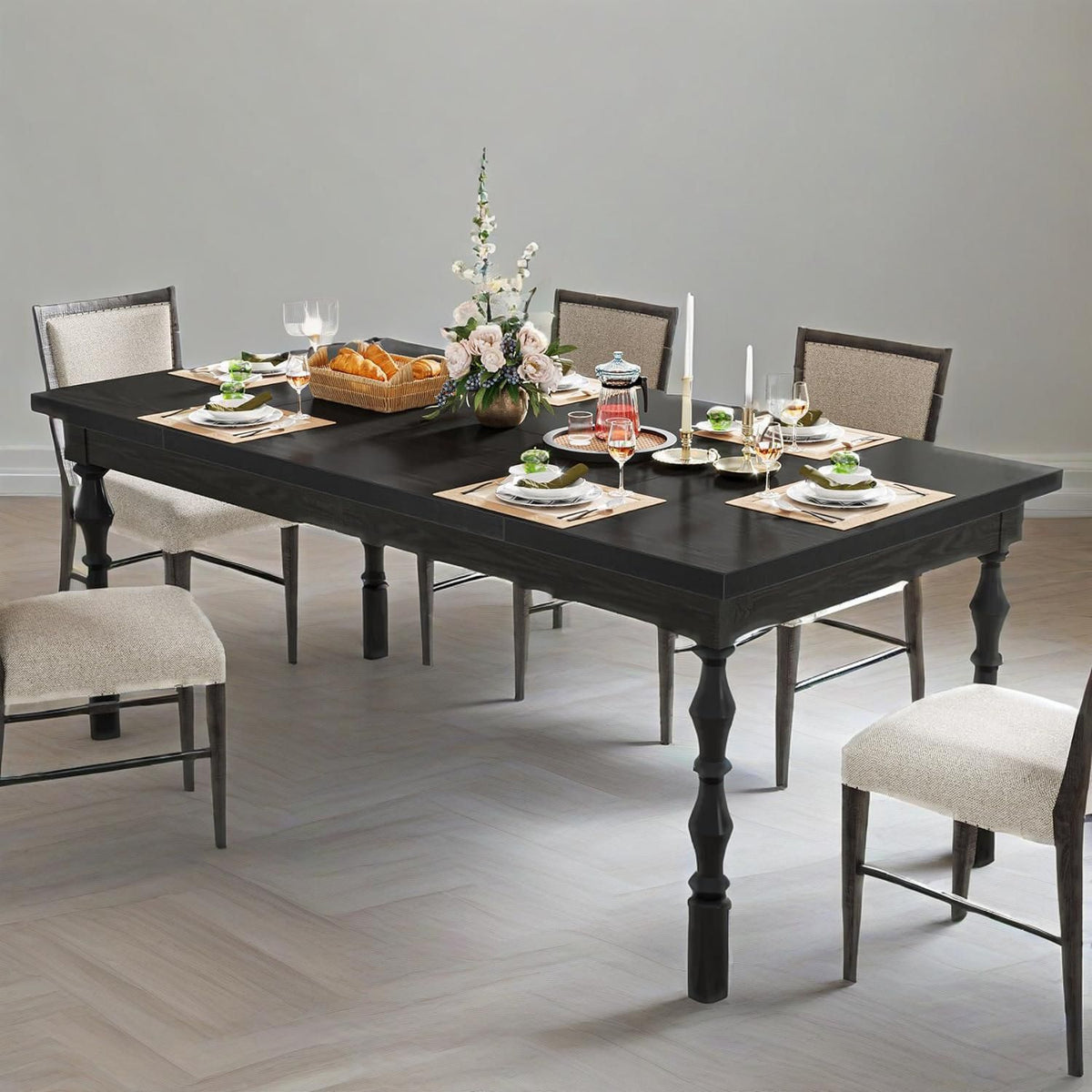 62-Inch Black Farmhouse Dining Table