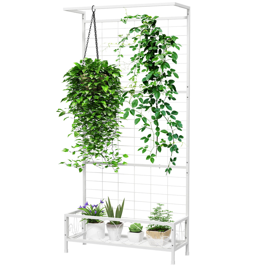 Metal Tall Plant Stand With Trellis And Hanging Bar Holder For Indoor Outdoor - Additional Product View 9