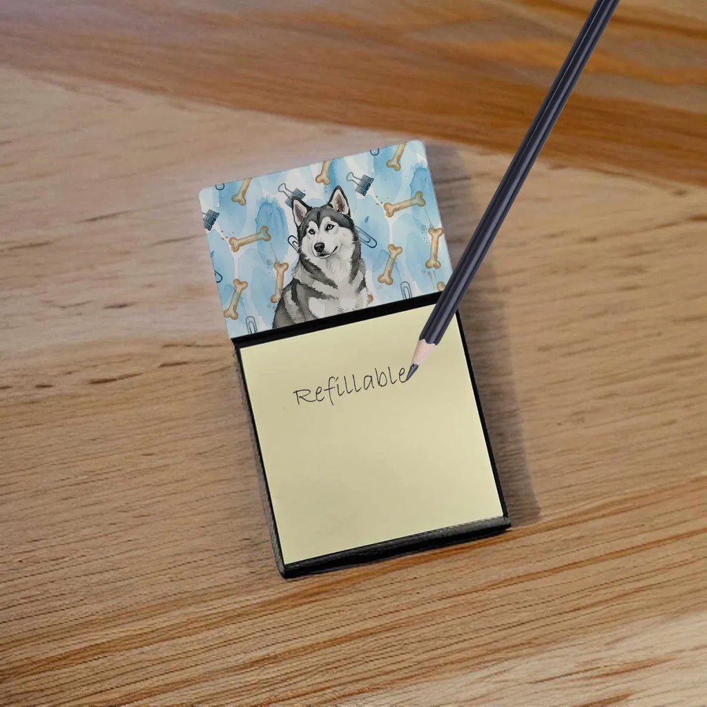 Gray And White Alaskan Malamute Coworker Watercolor Sticky Note Holder - Image 7