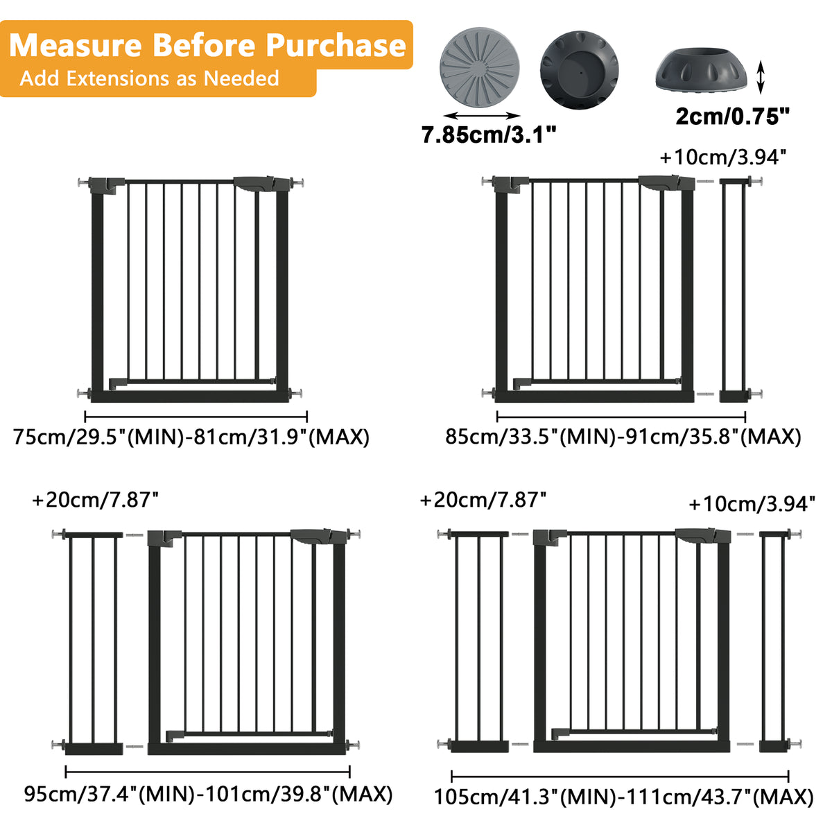 29.5 45.3" Wide Baby Gate with wall protector for Stairs Dog Gate Indoor for - Image 5