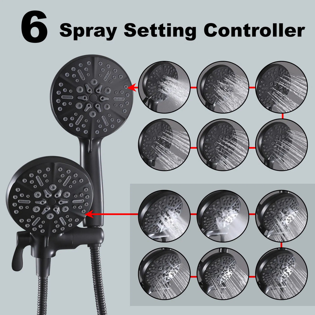 High Pressure 3 Way Rainfall Combo Luxurious Rain Showerhead and Hand Held - Image 4