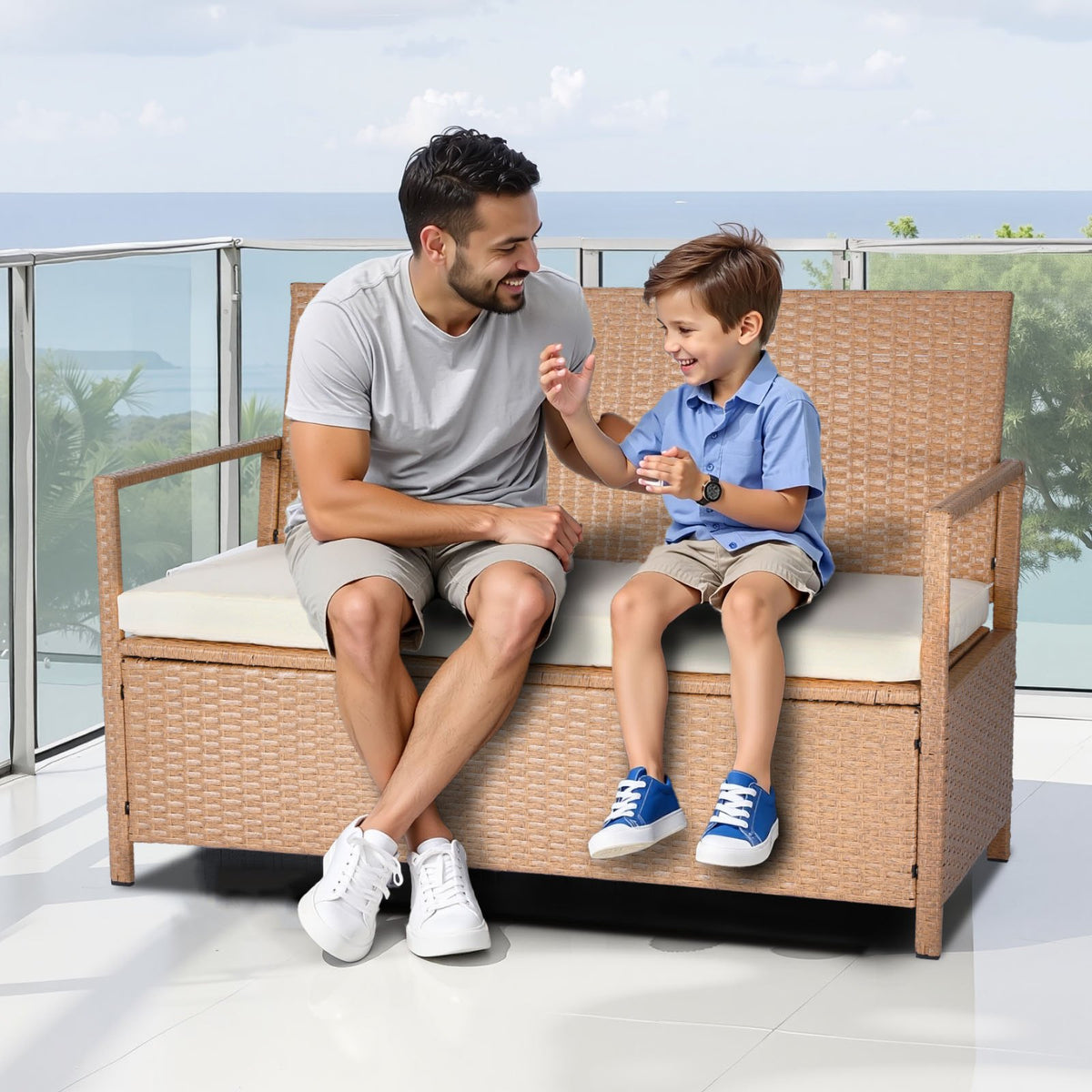 outdoor storage bench pe rattan product angle 6