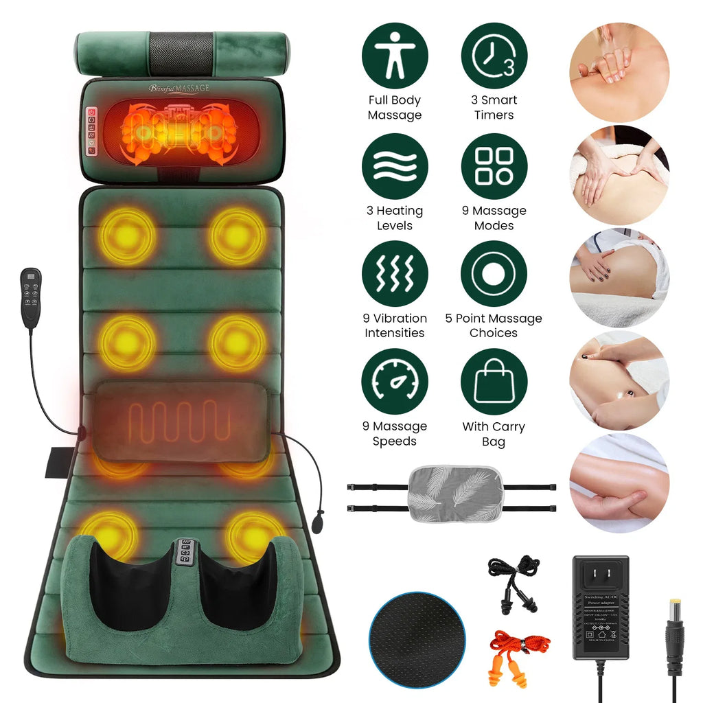 Full Body Massage Pad with Separable Shiatsu Neck & Foot Massagers Adjustable - Image 2