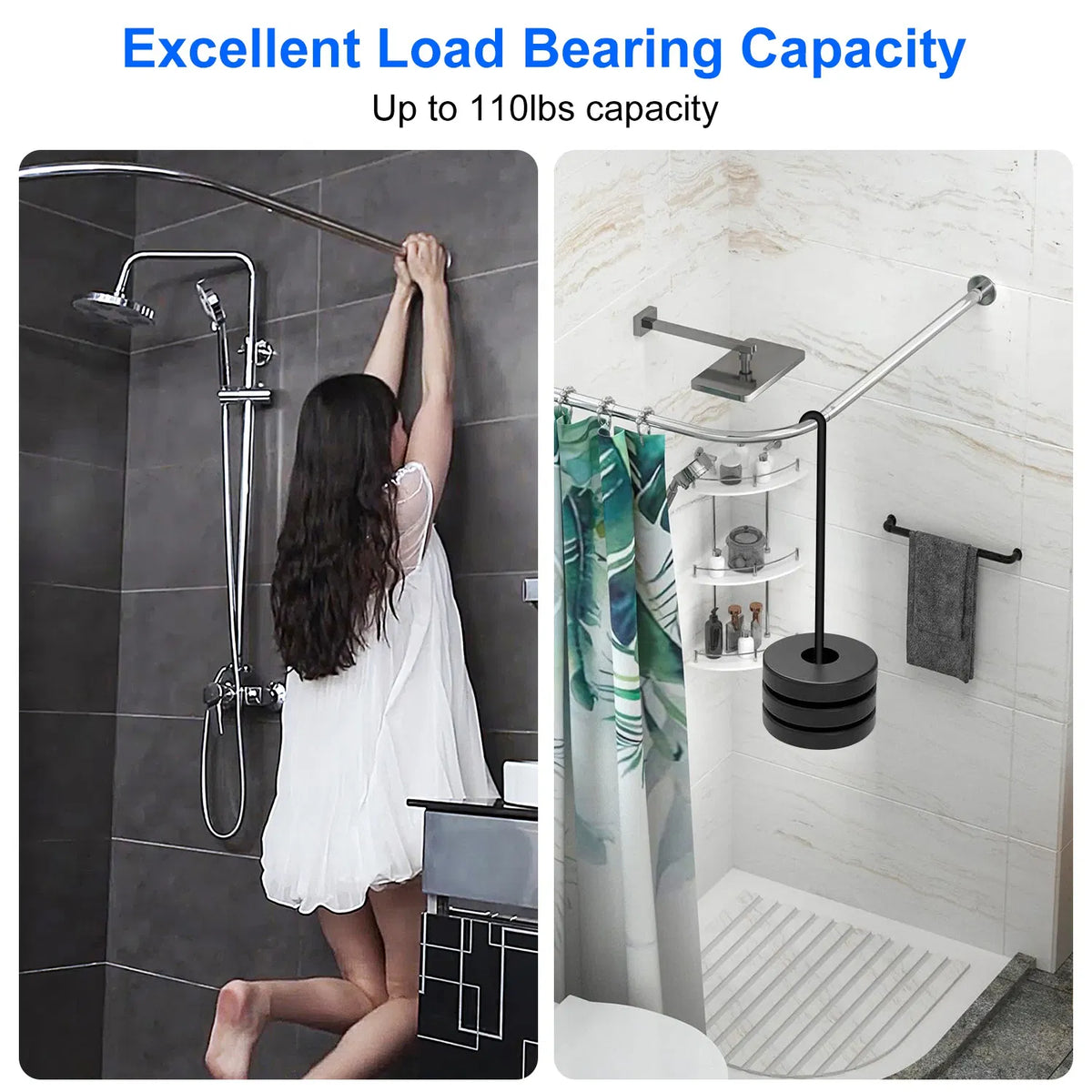 Adjustable L Shaped Curved Shower Rod Premium Stainless Steel Rust - Image 4