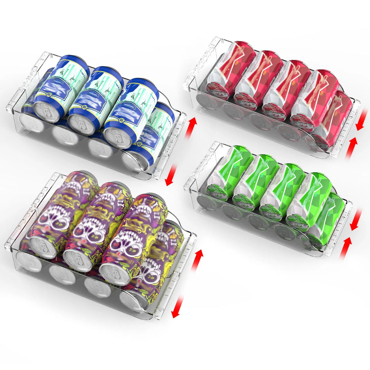 4Pcs Soda Can Organizers for Refrigerator Width Adjustable Clear Drink - Image 2
