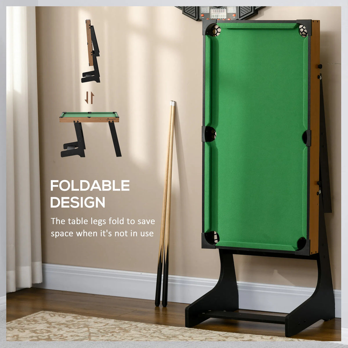 38" Mini Pool Table Set Tabletop Billiards Game with Easy Folding for Storage - Image 2