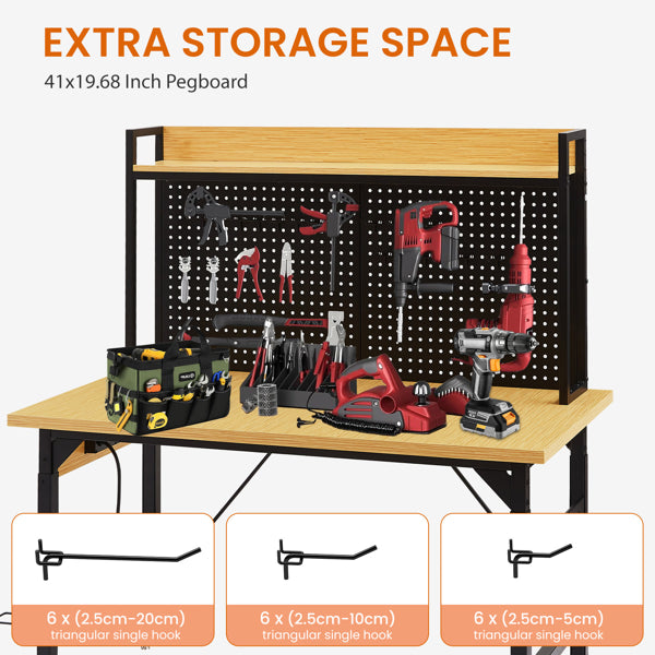 48in rolling garage workbench with pegboard product view 2