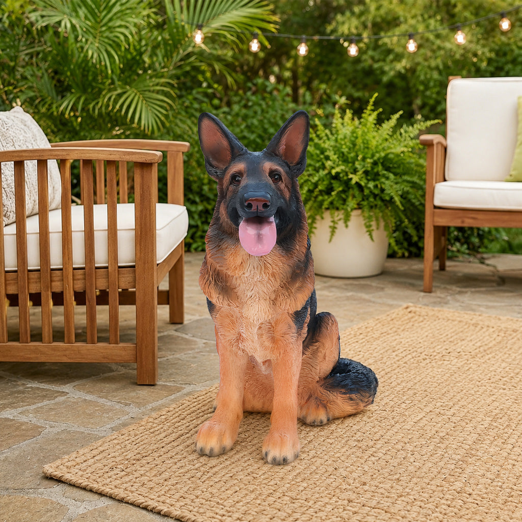 Lifelike German Shepherd Dog Statue Realistic Resin Animal Figurine for Indoor - Image 2