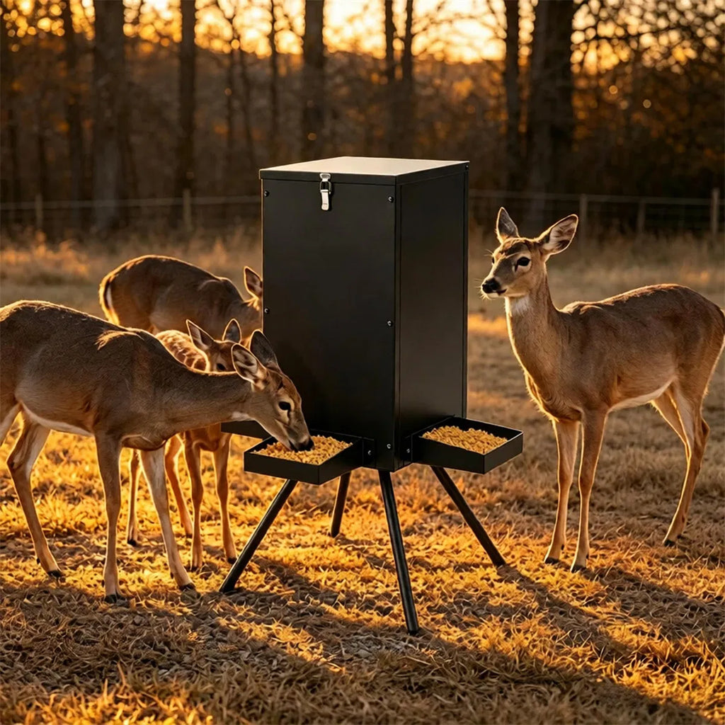 14 Gallon Gravity Deer Feeder 50 90 LBS Capacity Galvanized Coated Steel - Image 5