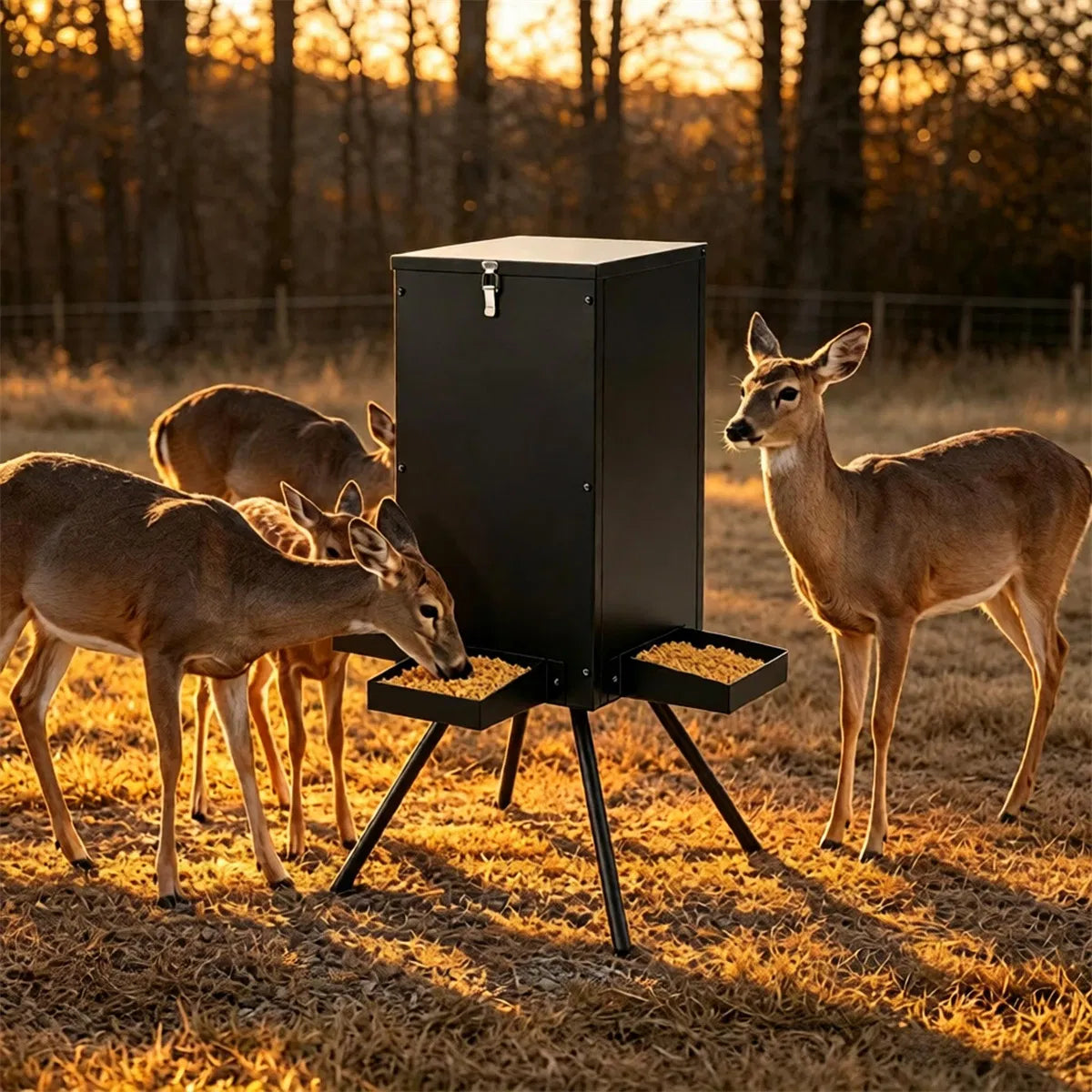 14 Gallon Gravity Deer Feeder 50 90 LBS Capacity Galvanized Coated Steel - Image 5
