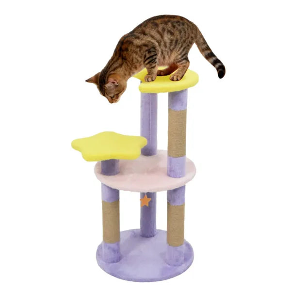 29" Moon & Star Cat Tree With 4 Levels Jute Scratching Posts & Anti Tipping - Image 2