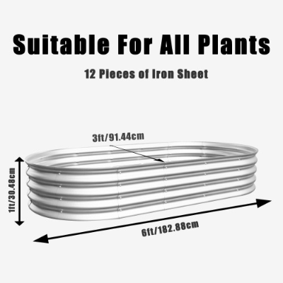 2-Pack 6x3x1 Galvanized Raised Garden Beds