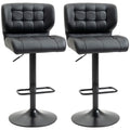 Swivel PU Leather Barstools Set of 2 Adjustable Bar Stools with Footrest Back