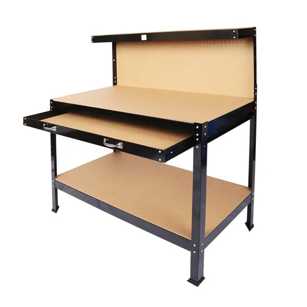 Steel Workbench Tool Storage Work Bench Workshop Tools Table W/Drawer And Peg