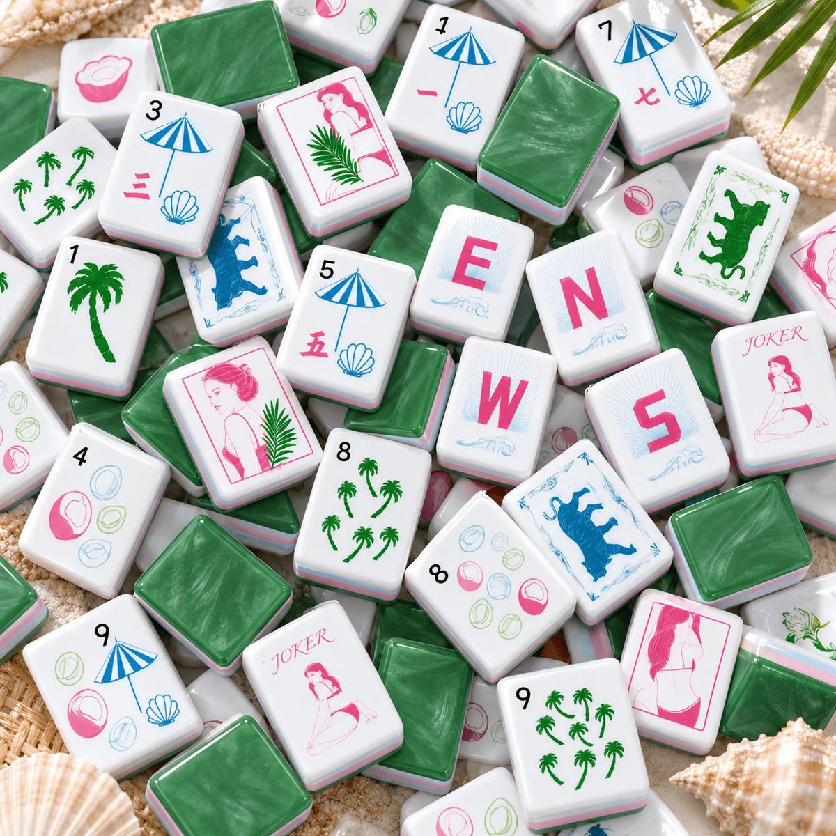 Jade Beauty Acrylic Mahjong Set Coastal Inspired American Tiles 160 Tile Game - Image 5