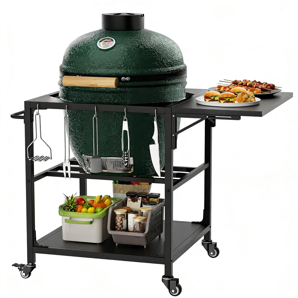 metal outdoor grill prep table and BBQ cart product view 1