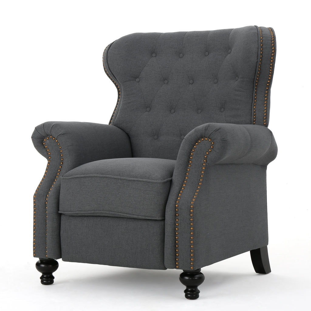 Modern Manual Push Back Recliner Chair Fabric 3 Position Recliner with Rolled - Image 2