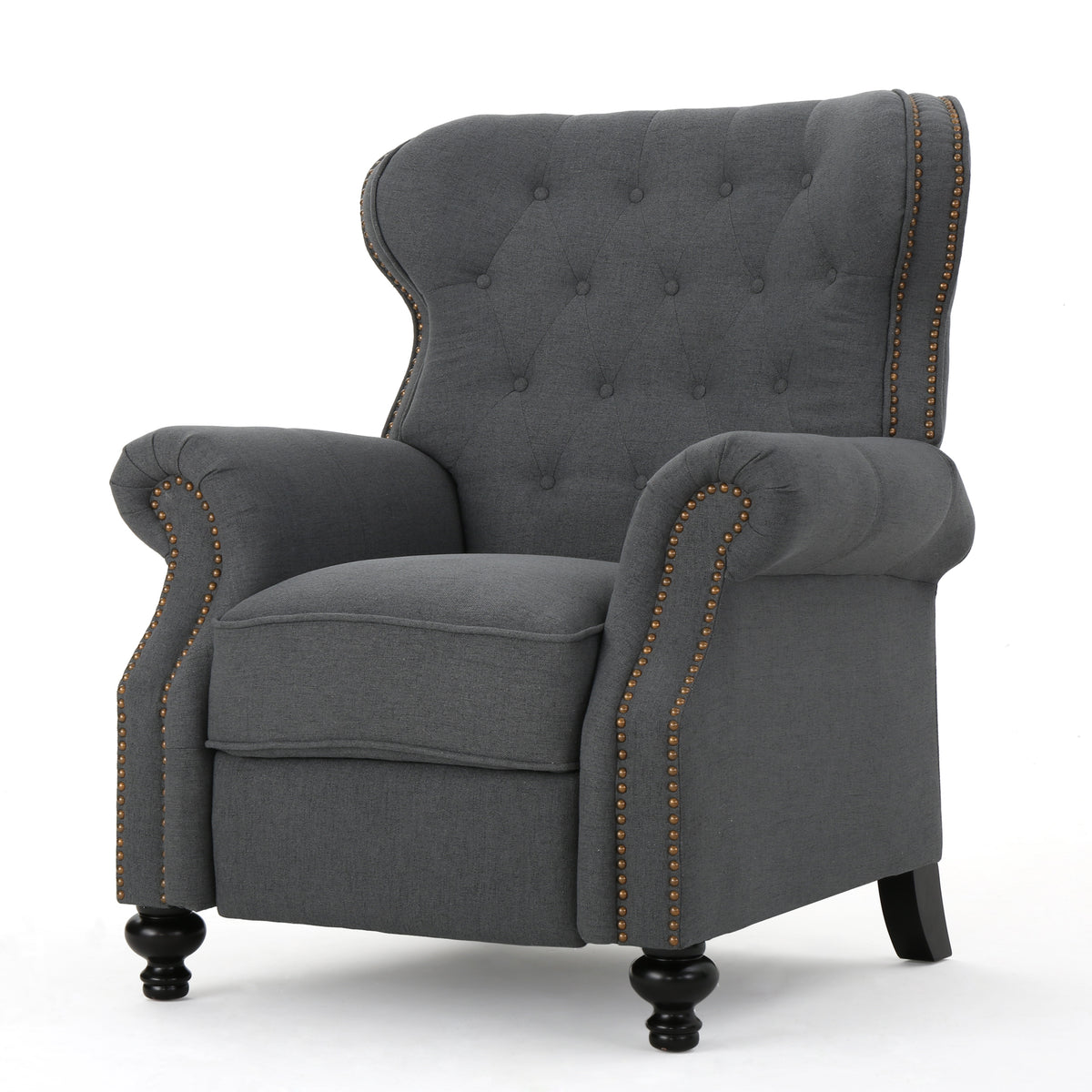 Modern Manual Push Back Recliner Chair Fabric 3 Position Recliner with Rolled - Image 2