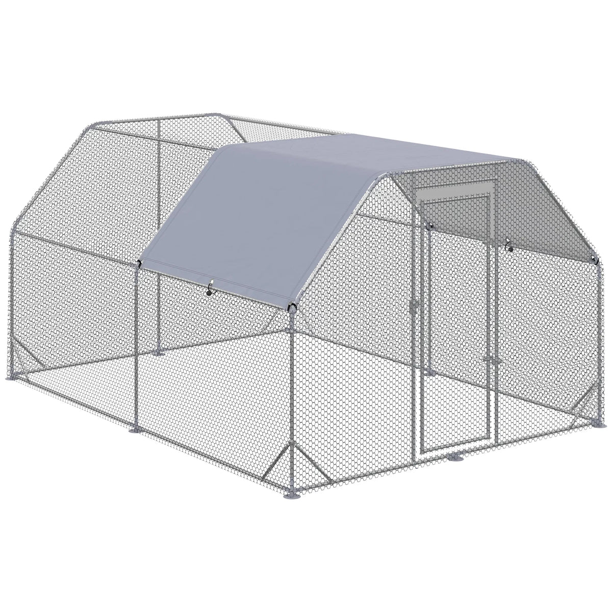Chicken Run Galvanized Large Metal Chicken Coop Cage Walk in Enclosure - Image 2