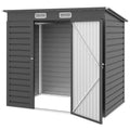 6 x 4FT Galvanized Garden Storage Shed Metal Outdoor Shed with Double Doors