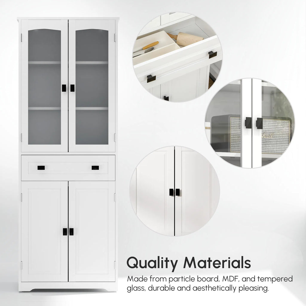 63" 4 Door Kitchen Pantry Cabinet Freestanding Storage Cabinet Cupboard with - Image 3