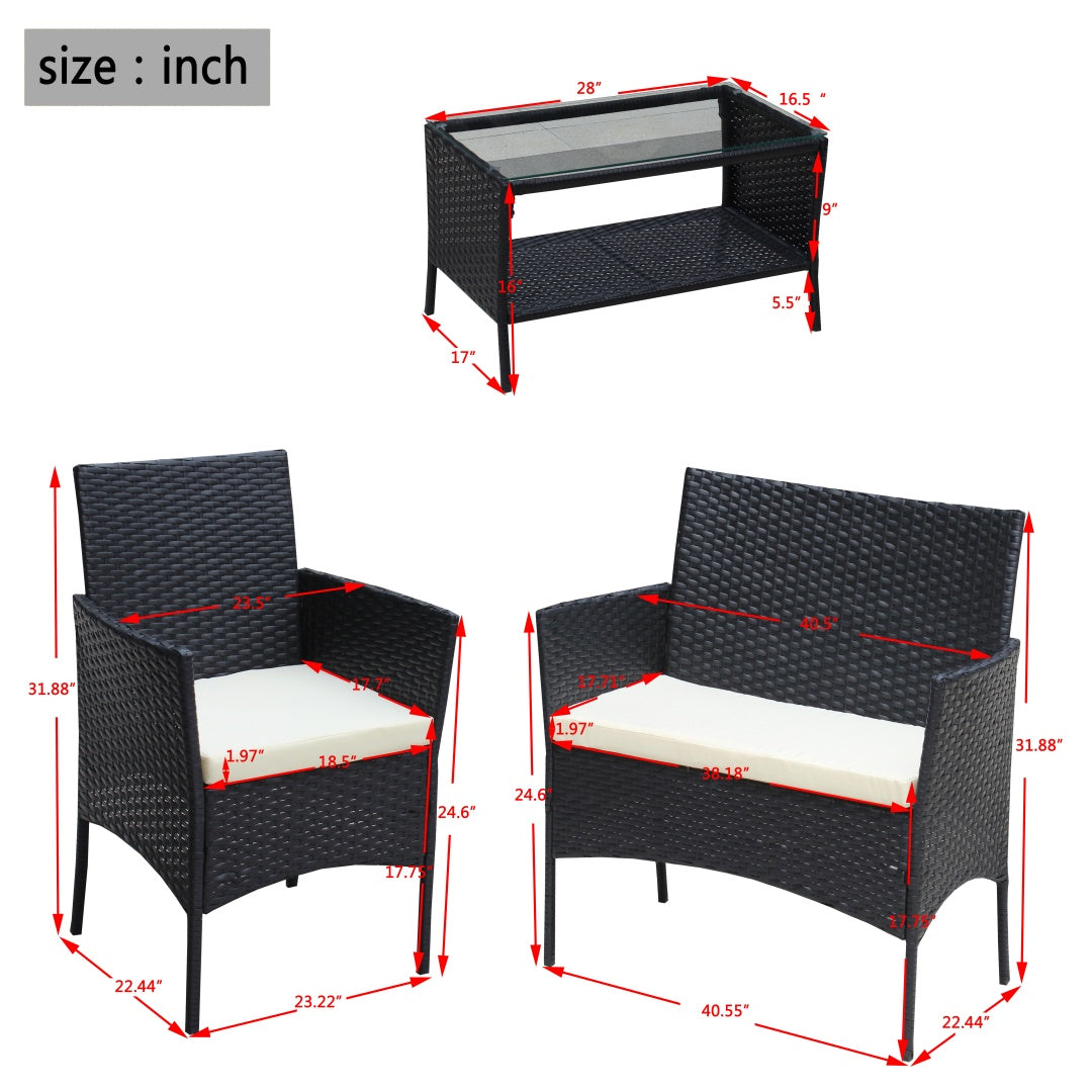 4-Piece Rattan-Style Patio Furniture Set