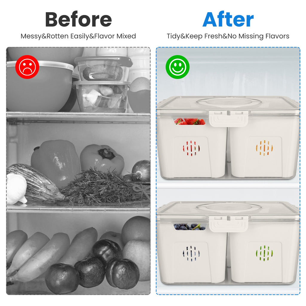 2Pack Airtight Fruit Storage Containers 4 Compartment Food Storage Containers - Image 4