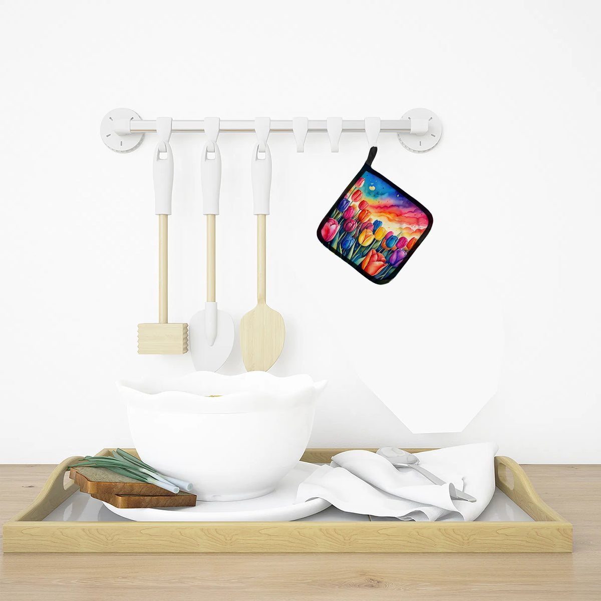 Colorful Tulips Pair of Pot Holders Kitchen Heat Resistant Pot Holders Sets - Image 4