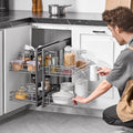 2 Tier Blind Corner Pull Out Organizer Chrome Kitchen Cabinet Shelf - Additional Product View 6