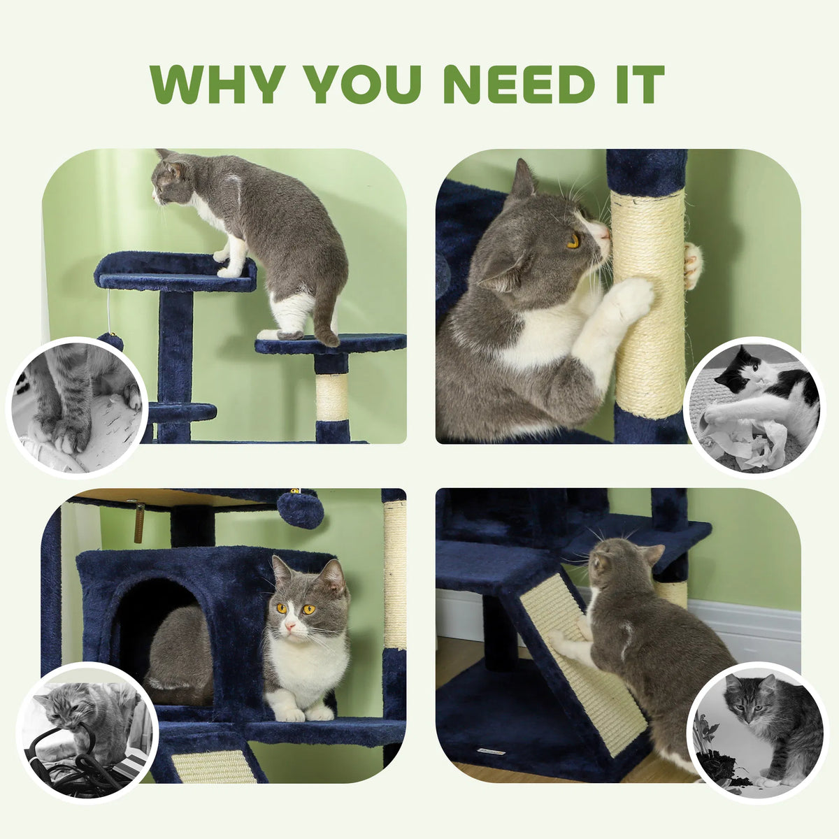 54" Cat Tree Multi Level Cat Tower with Scratching Posts Cat Condos Bed - Image 4