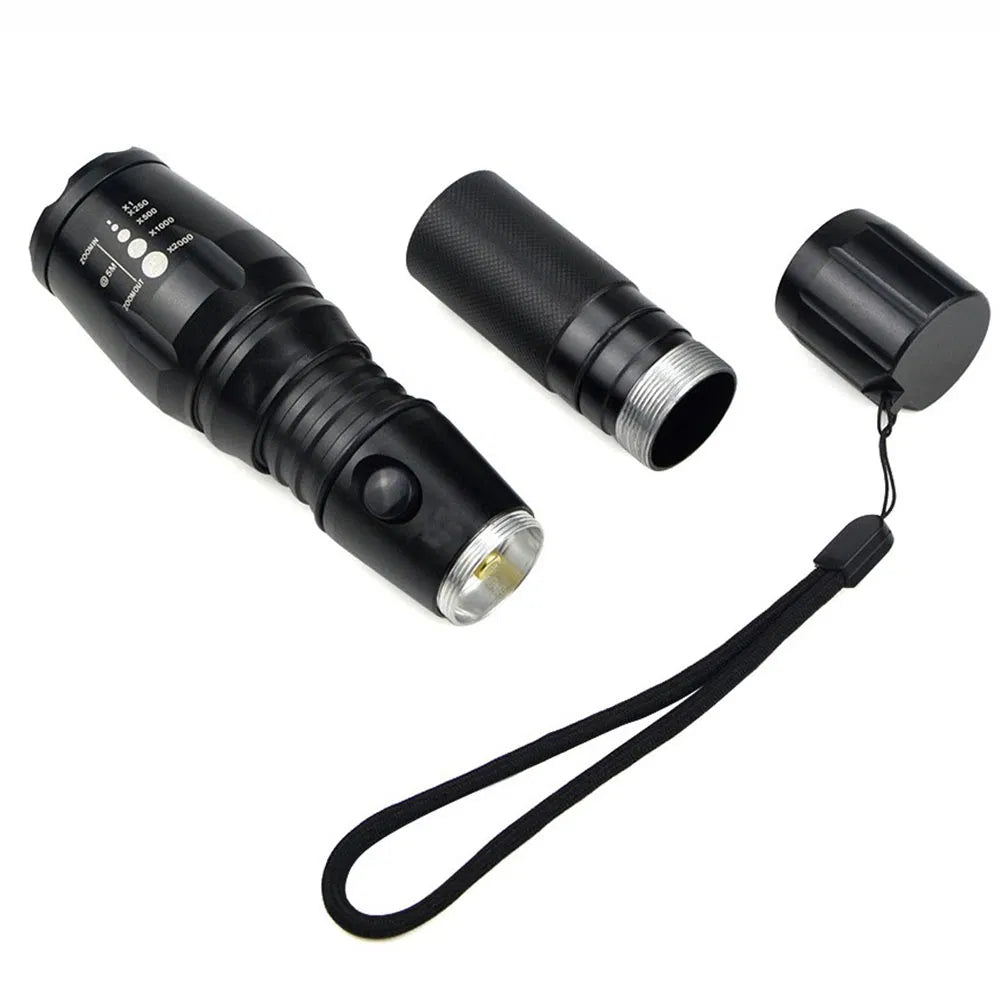 Super Bright 90000LM LED Tactical Flashlight 5 Modes Zoomable Torch Searchlight