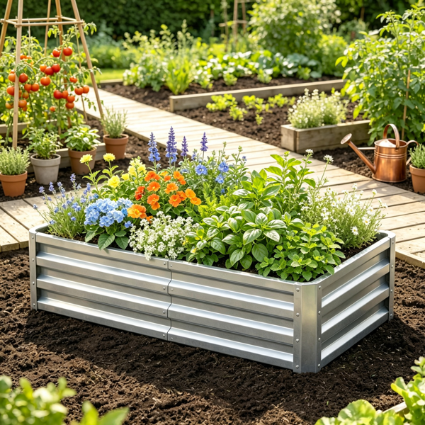 4inch X 2inch X 1inch Galvanized Raised Garden Bed For Patio Herb Gardening - Image 2