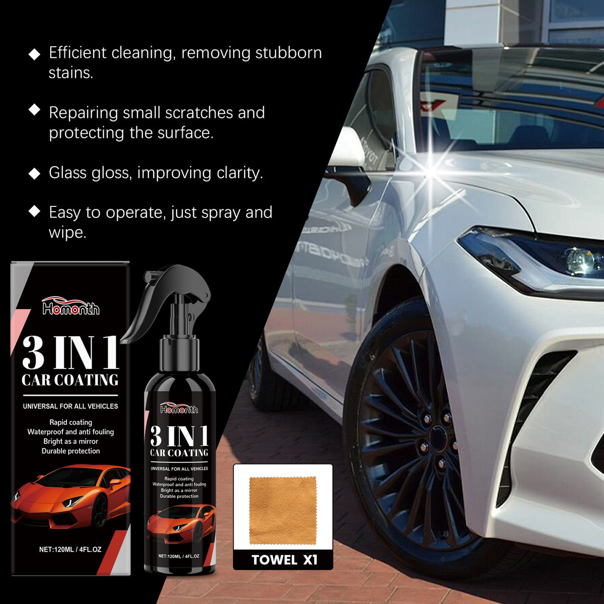 3 in 1 Car Coating Spray Paint Wax Cleaning Decontamination Polish - Image 2