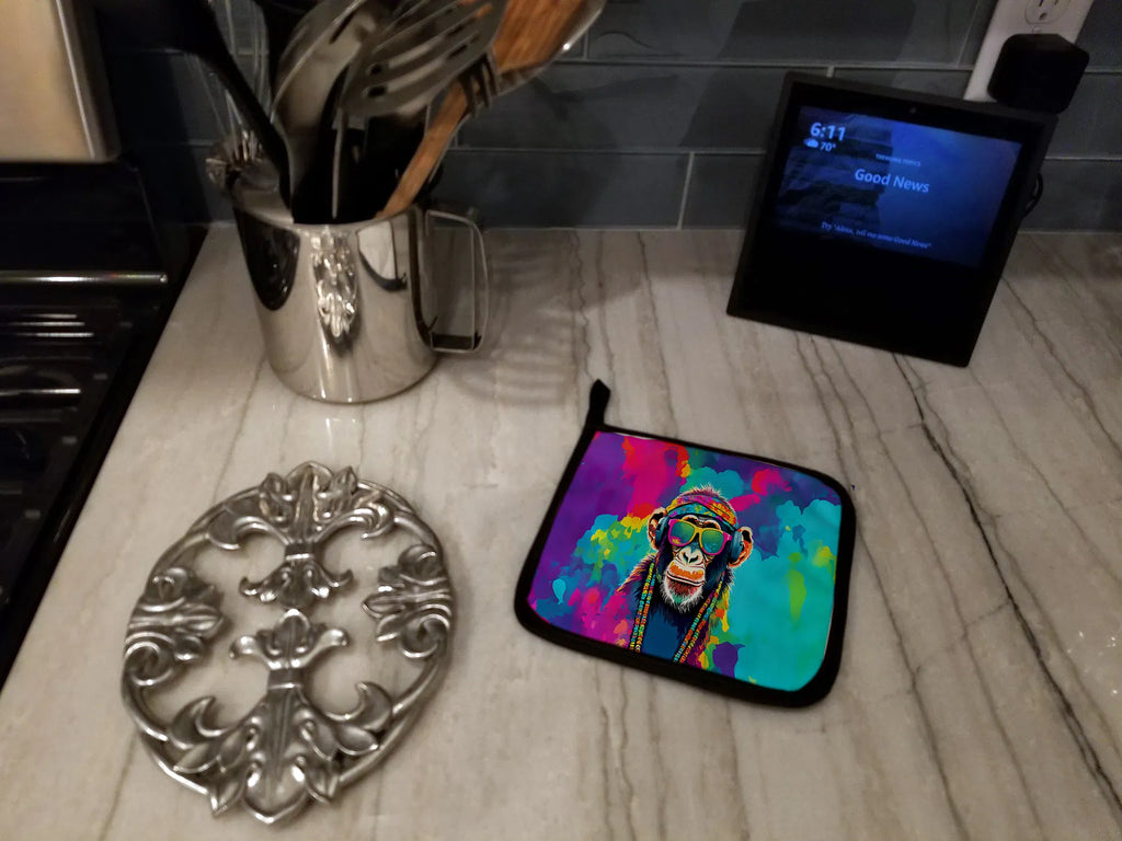 NEW Hippie Animal Chimpanzee Pair of Pot Holders Kitchen Heat Resistant Pot