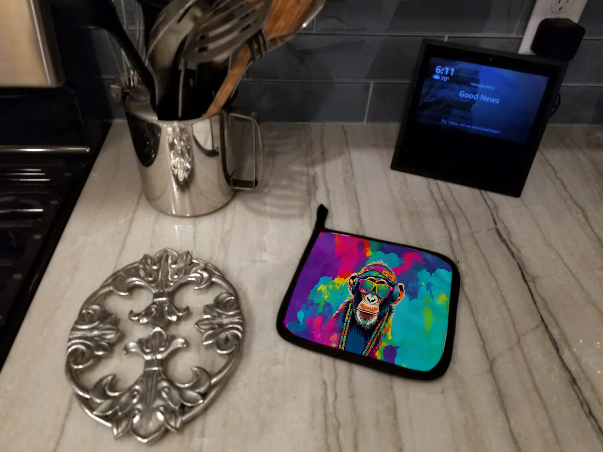 NEW Hippie Animal Chimpanzee Pair of Pot Holders Kitchen Heat Resistant Pot