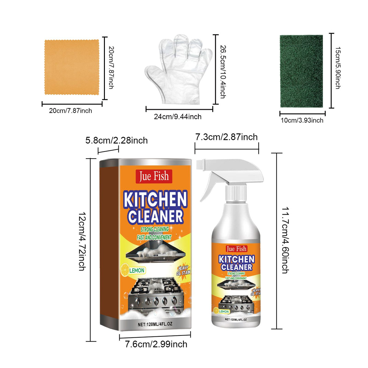 JUE FISH Kitchen Grease Cleaning Kit 120 ml with Tools - Image 3