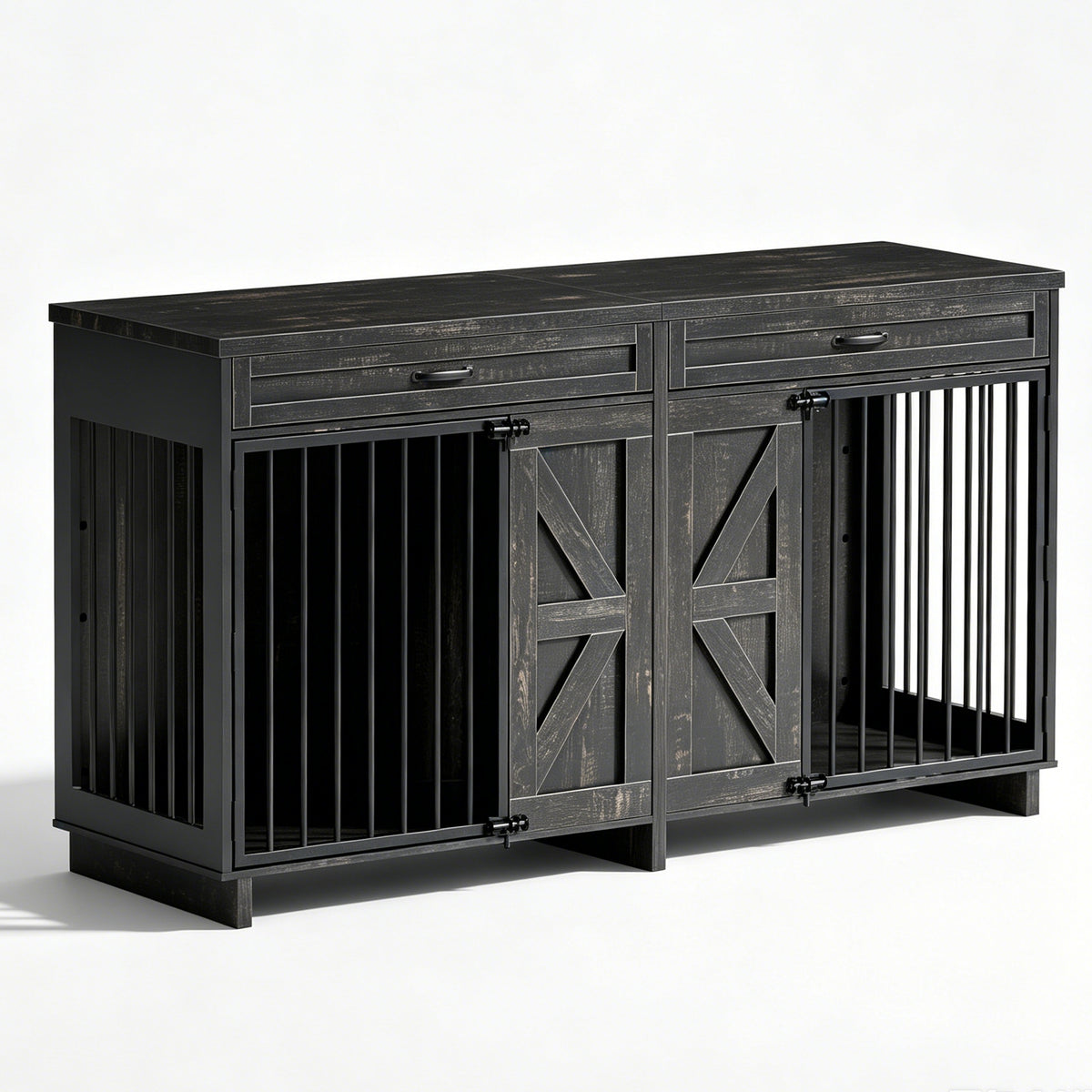 Dog Crate Furniture TV Stand In Wooden Kennel With Storage Drawers Large Cage - Image 2