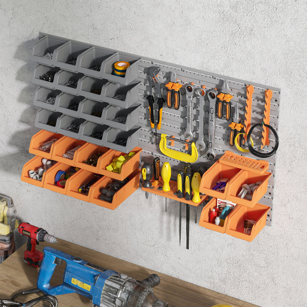 44 pcs wall mounted pegboard packaging and components
