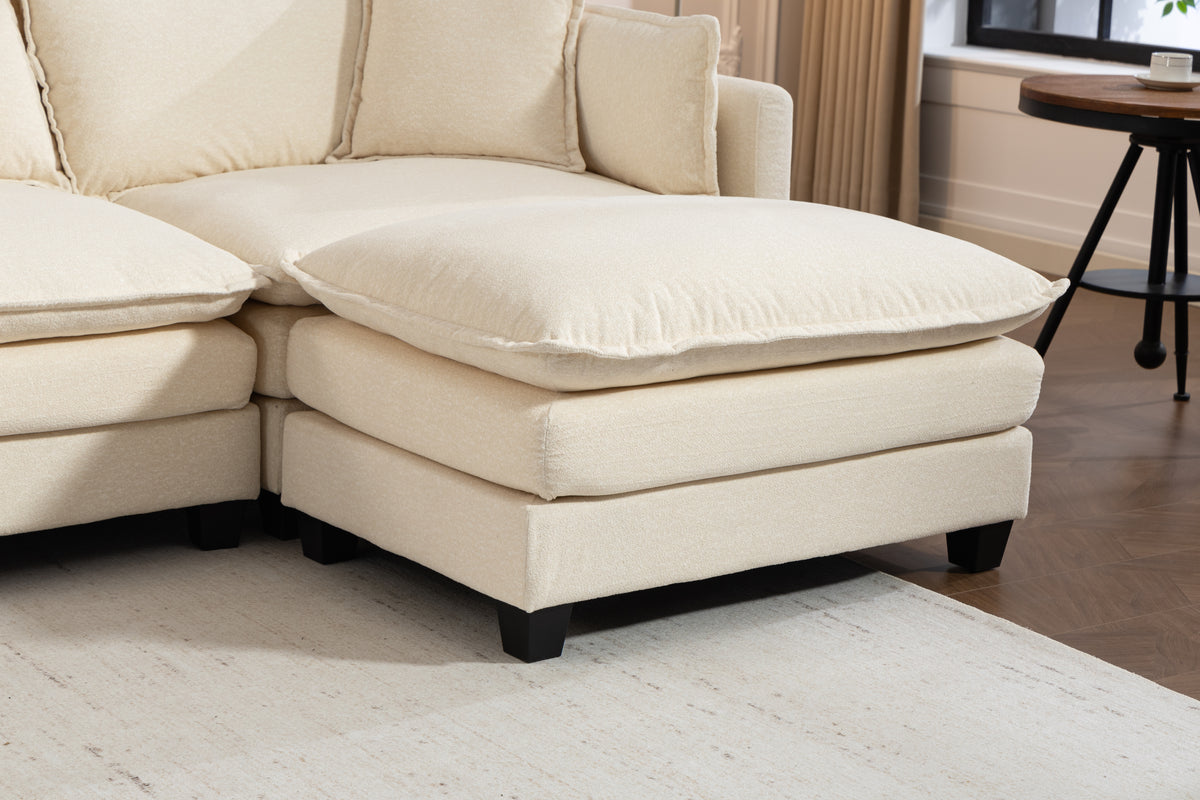 Modern 4seats with 2ottoman 149.61"Sectional Sofa with Waist Pillows 4 seat