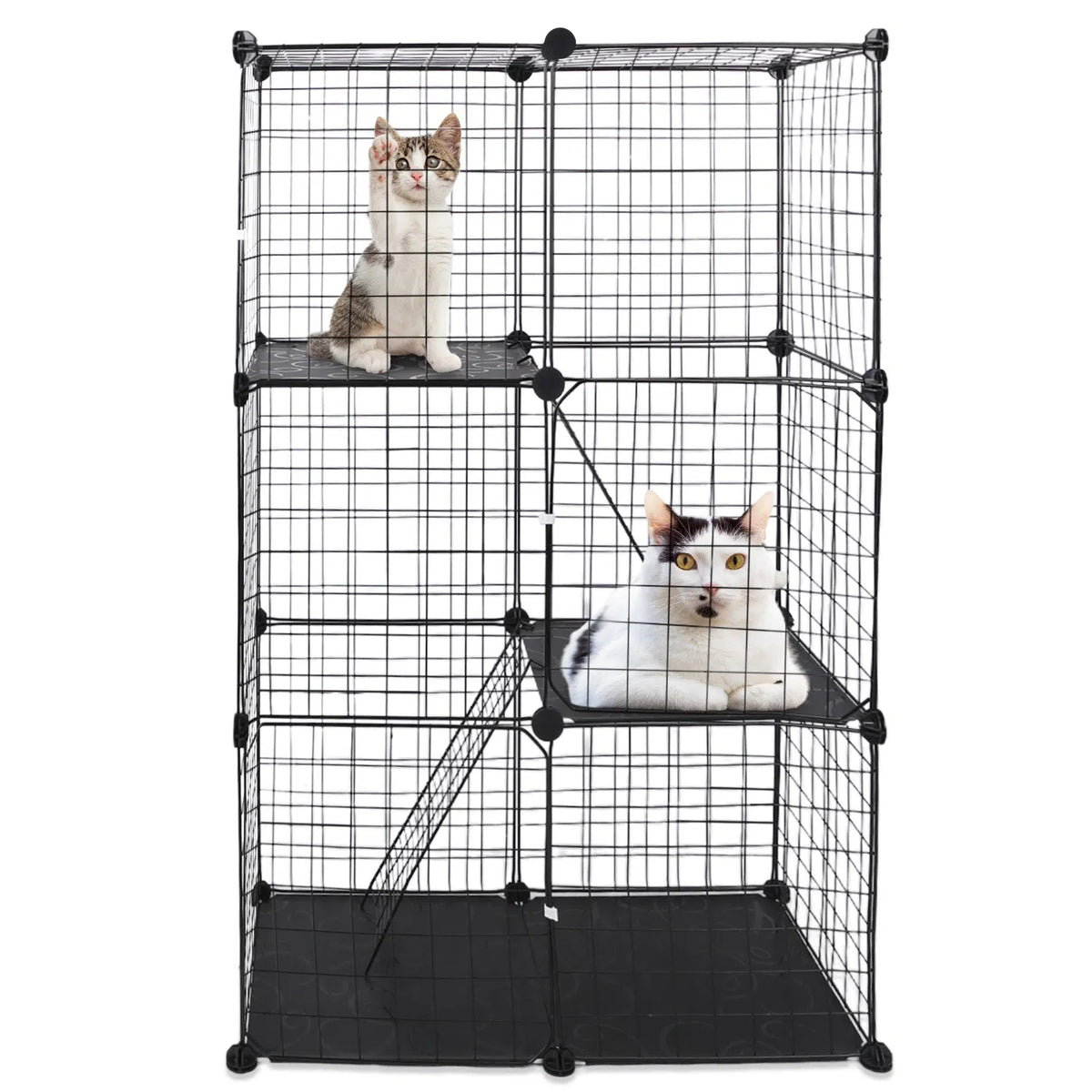 3 Tier Cat Playpen Cage Metal Indoor Cat House Detachable Kitten House with 3 - Image 2