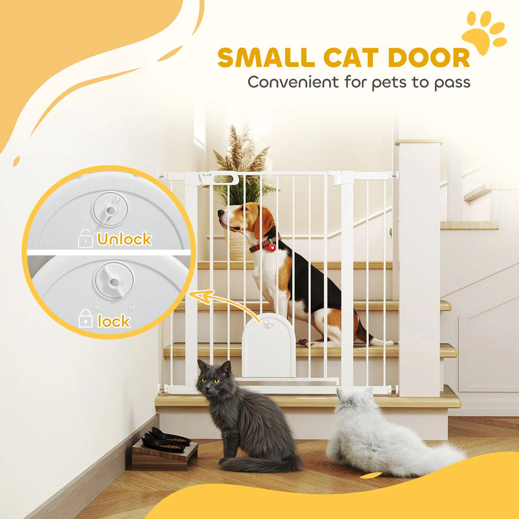 30" 41" Extra Wide Pet Gate Barrier with Small Door 35"H Dog Gate with Safety - Image 5