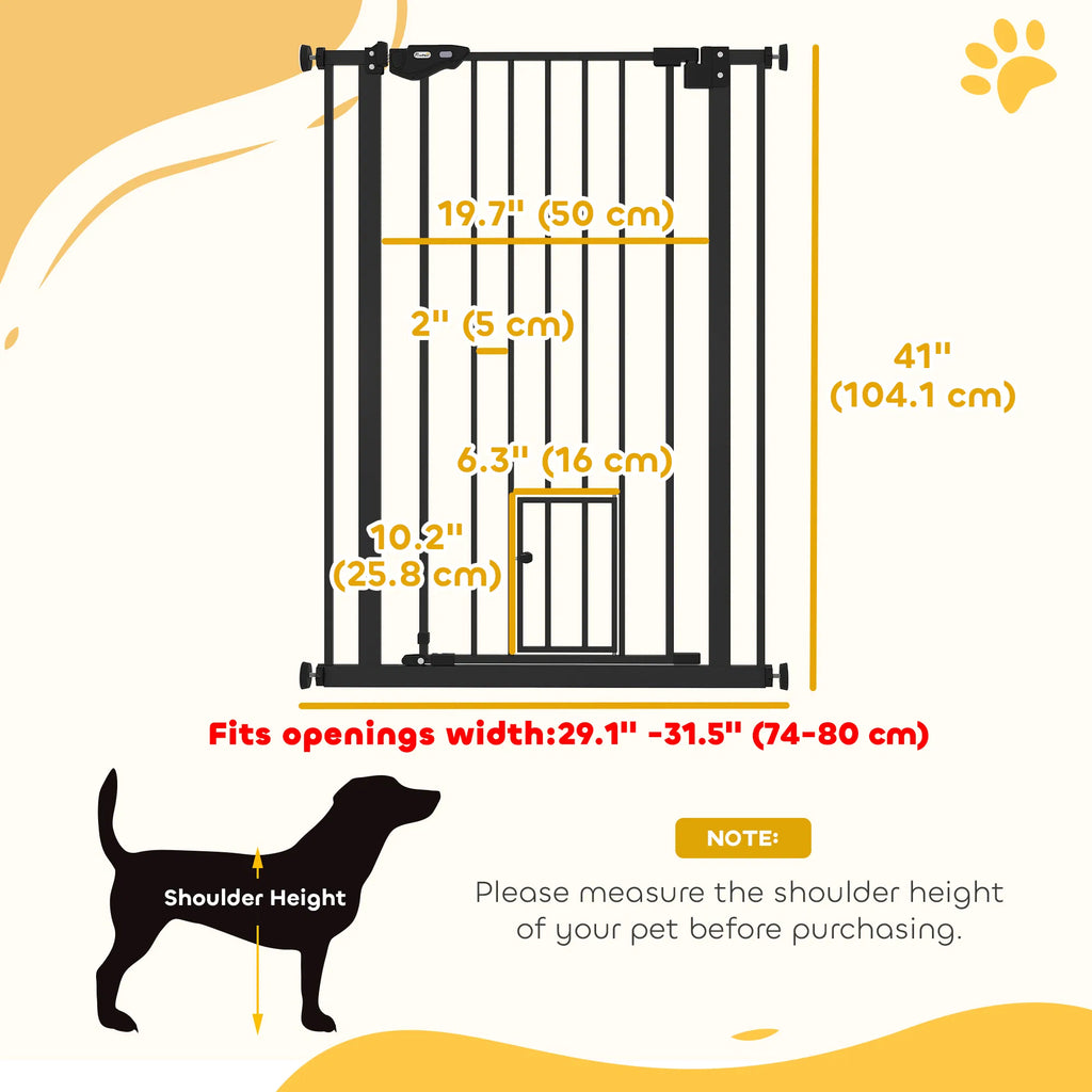 41" Easy Open Indoor Dog Gates for Doorways House Stair Black - Image 4