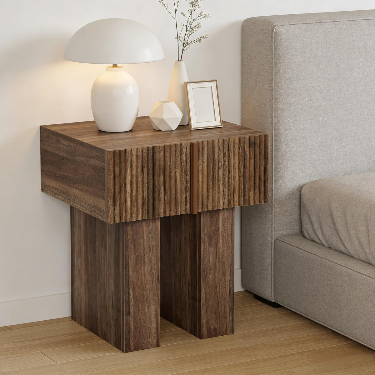 Fluted Storage Nightstand