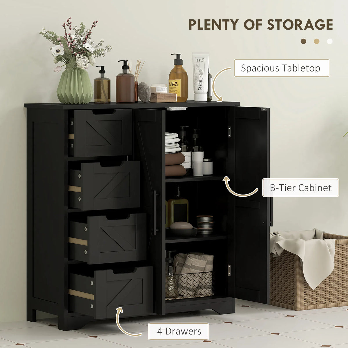 Bathroom Floor Cabinet Farmhouse Bathroom Storage Cabinet with Adjustable - Image 4