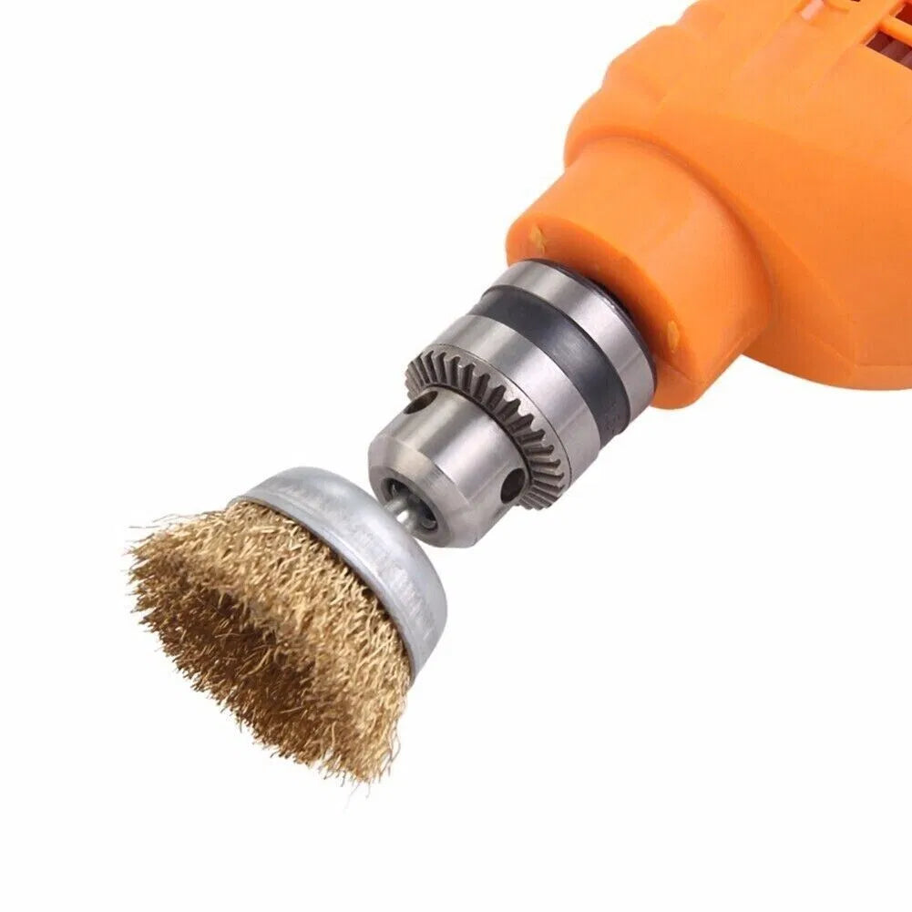 2 Pack 3 Pcs Wire Brush Wheel Set Cup Drill Bit Rust Paint Attachment 1/4" USA
