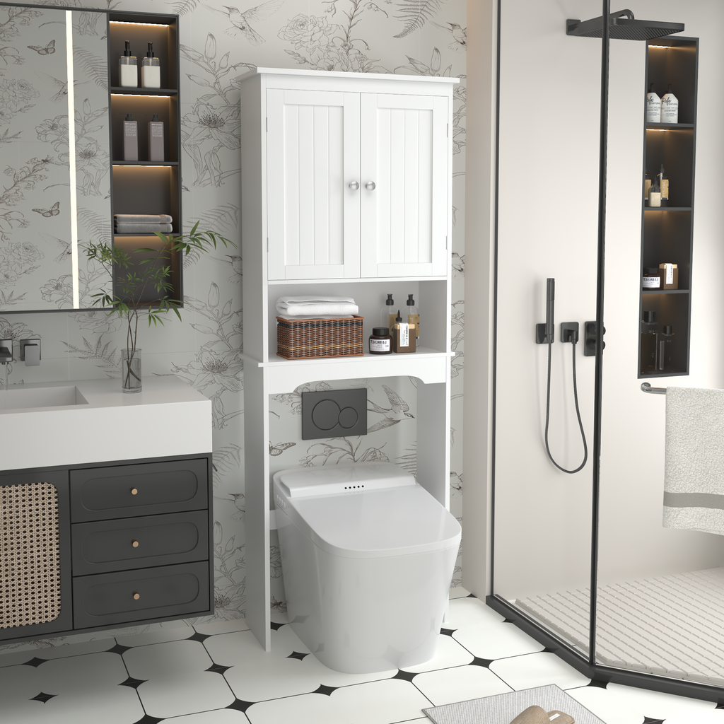 White Over-the-Toilet Bathroom Storage Cabinet