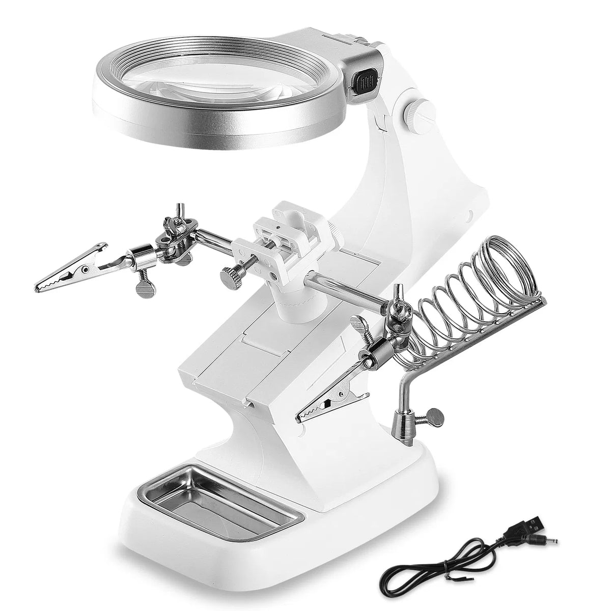 LED Light Helping Hands Magnifying Glass 3X/4.5X w/ 360°Adjust Third Hand - Image 3