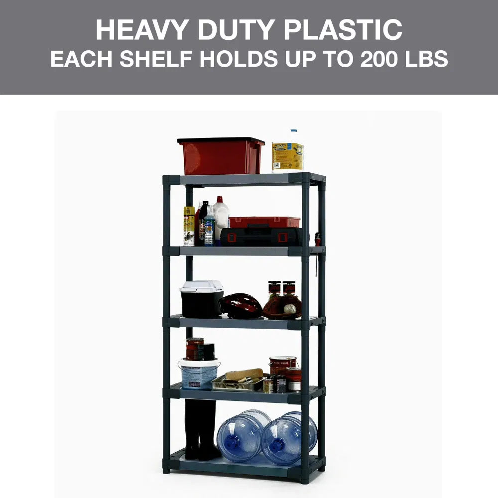 36" Plastic Resin 5 tier Shelving Unit 1 000 lbs Total Capacity - Image 3